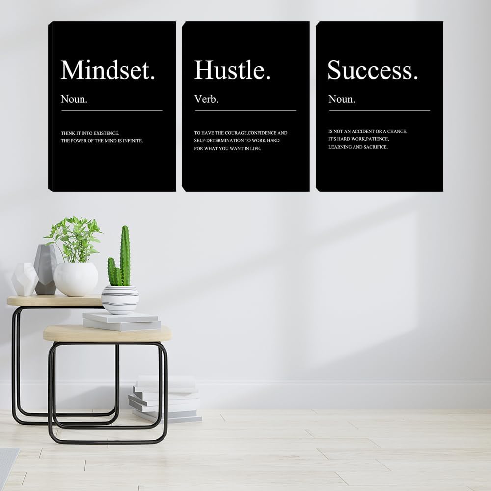Success Motivational Canvas Wall‑Art Set