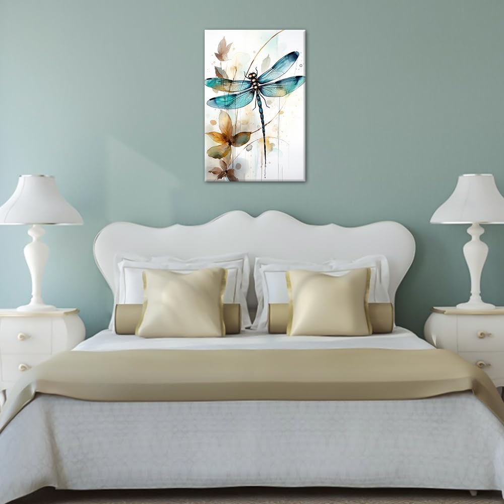 Blue Dragonfly Canvas Wall Art Print