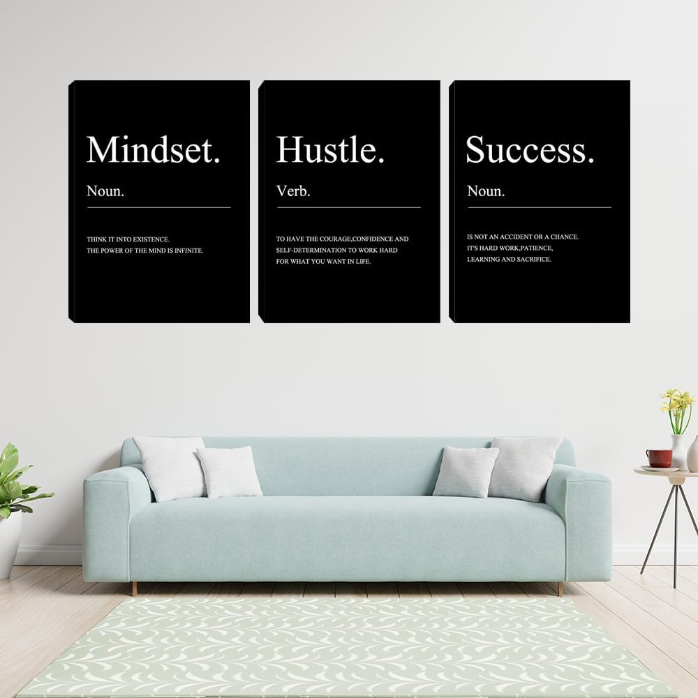 Success Motivational Canvas Wall‑Art Set