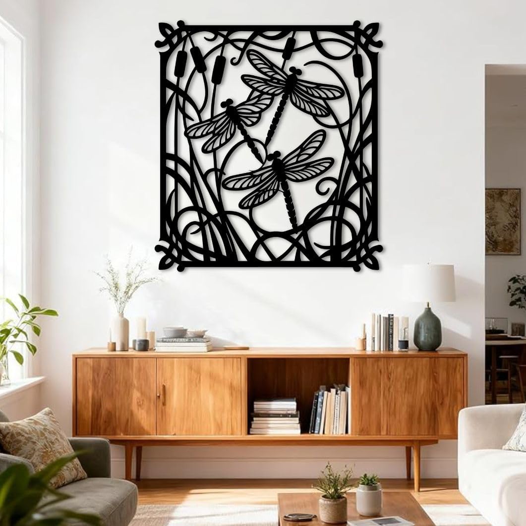 Black Dragonfly Metal Wall Art Decor