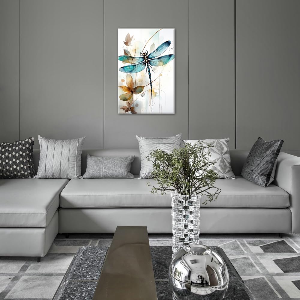Blue Dragonfly Canvas Wall Art Print