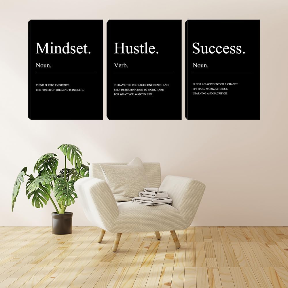 Success Motivational Canvas Wall‑Art Set