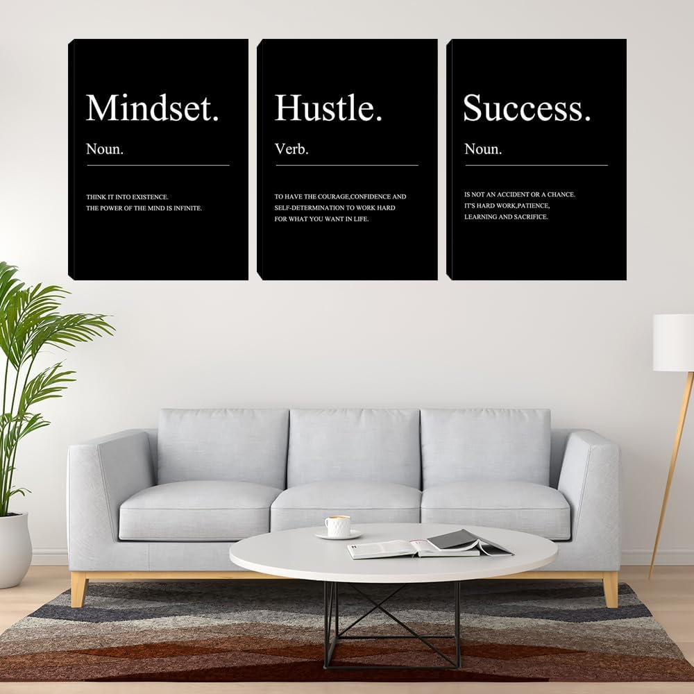 Success Motivational Canvas Wall‑Art Set