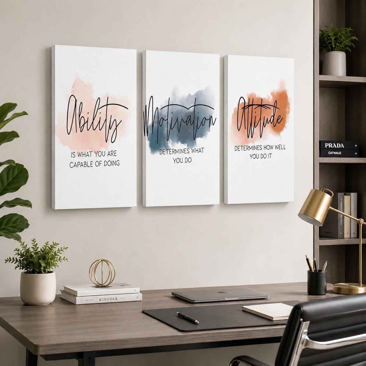 Motivational Mindset Canvas Wall‑Art Set