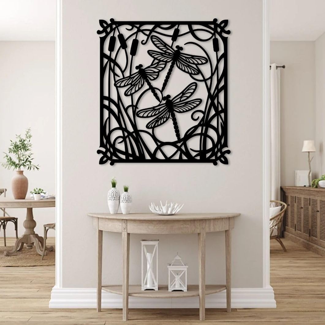 Black Dragonfly Metal Wall Art Decor