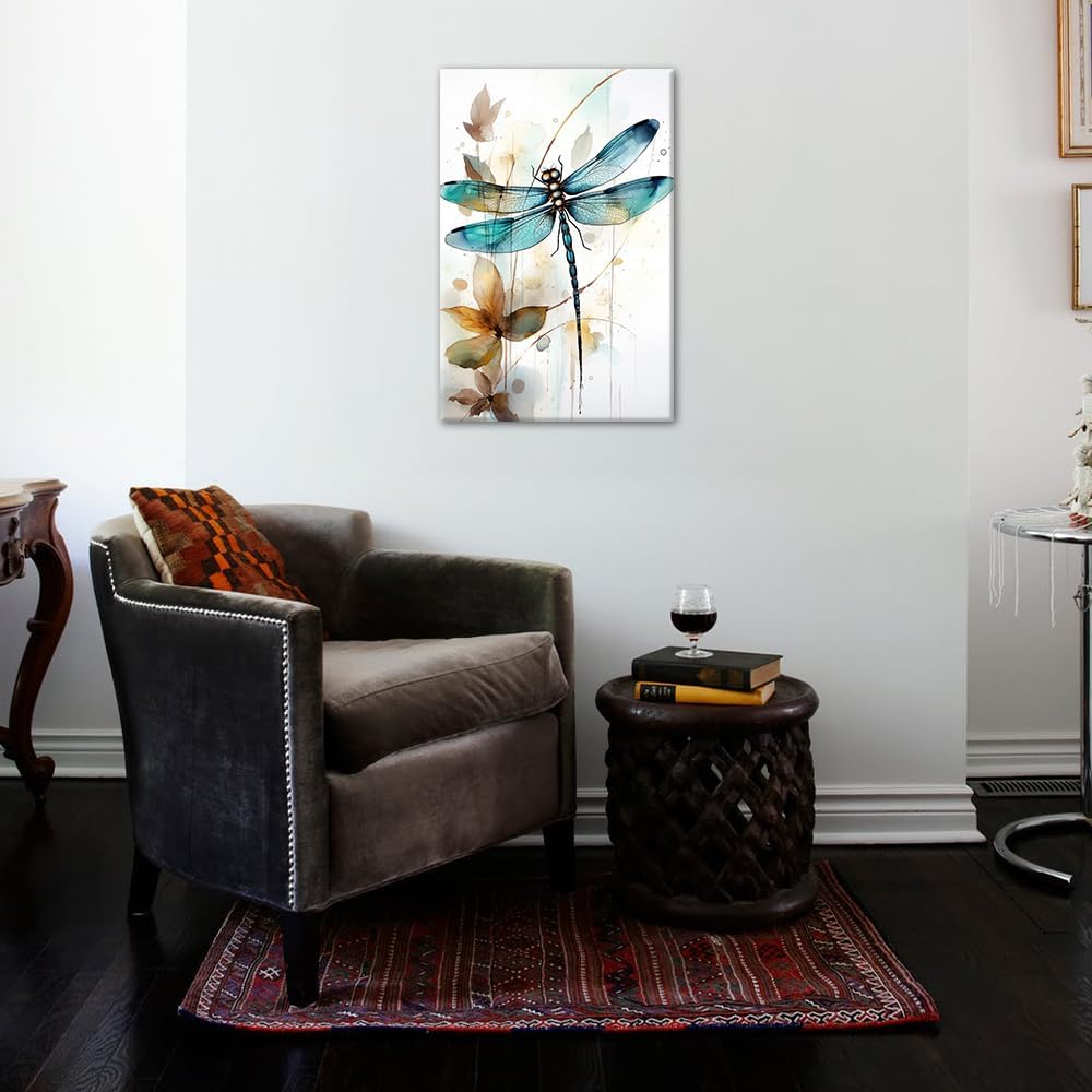 Blue Dragonfly Canvas Wall Art Print