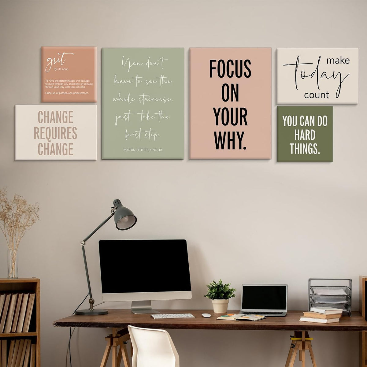 Boho Inspirational Framed Wall‑Art Set