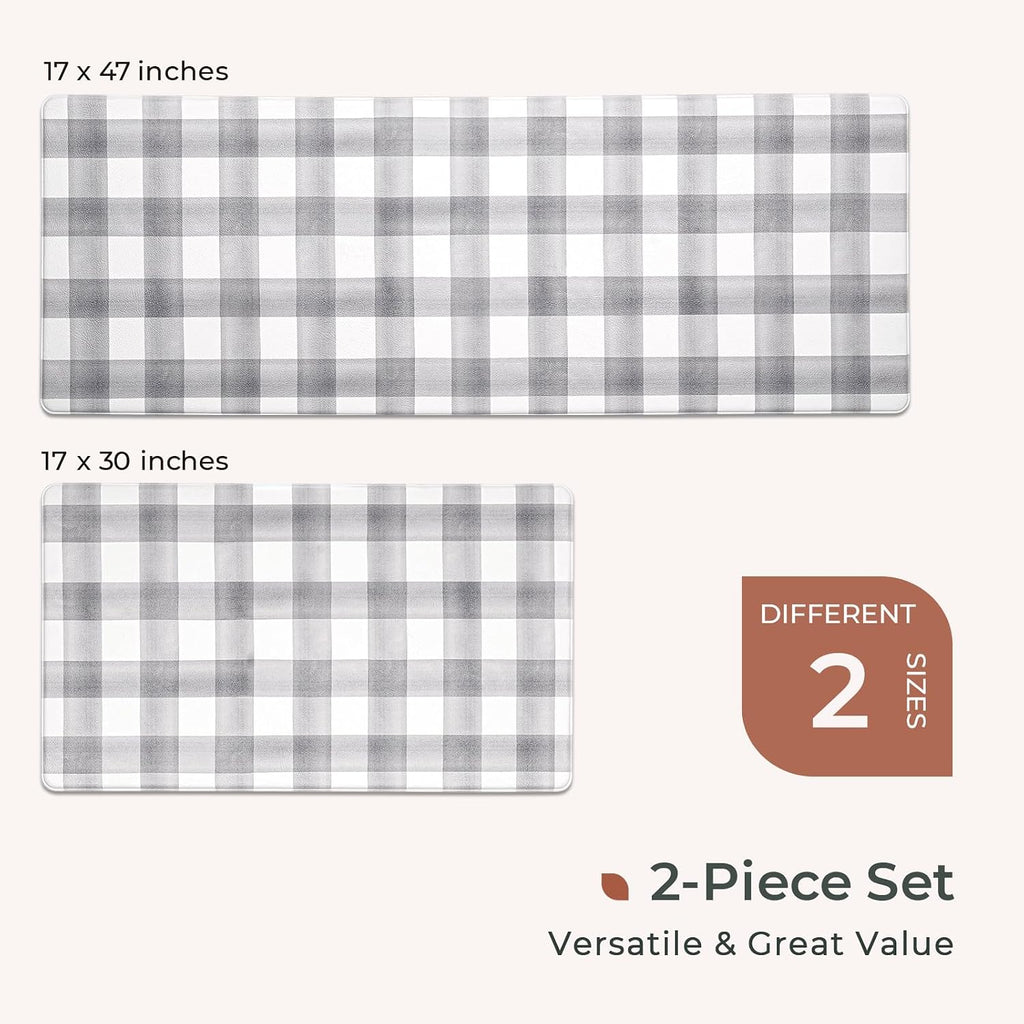 Modern Farmhouse Plaid Kitchen Rug Set