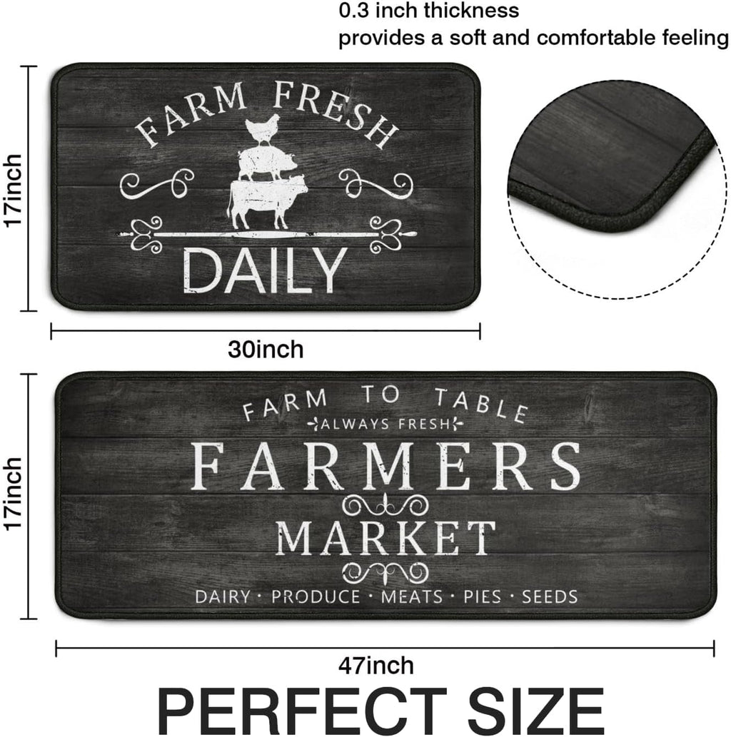 Non‑Slip Washable Farmhouse Kitchen Rug Set
