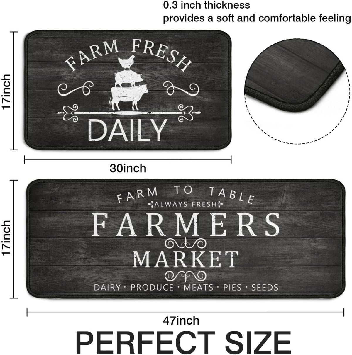 Non‑Slip Washable Farmhouse Kitchen Rug Set