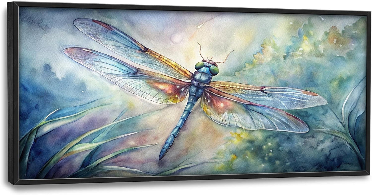 Large Dragonfly Framed Canvas Wall Art