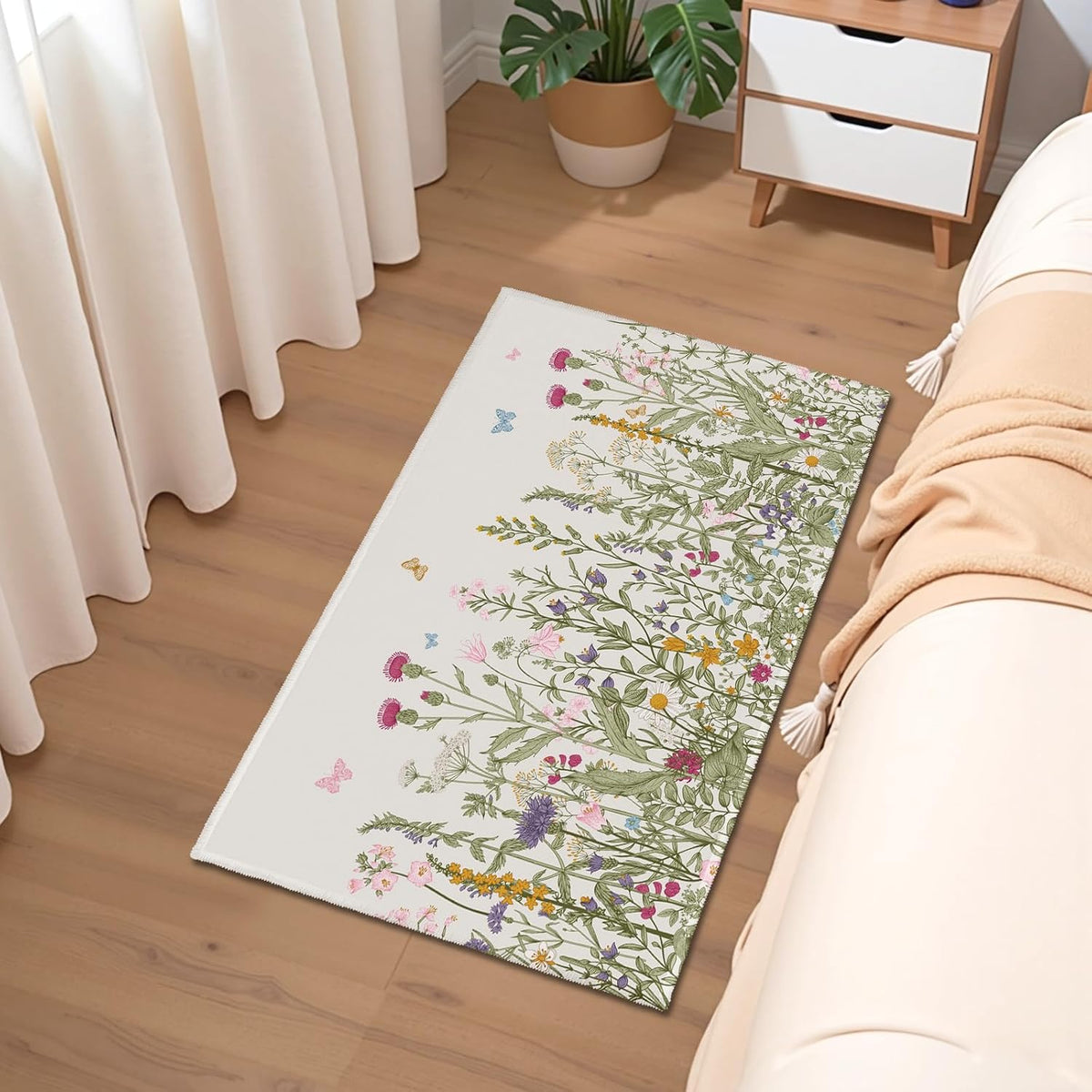 Spring Floral Non‑Slip Entryway Rug