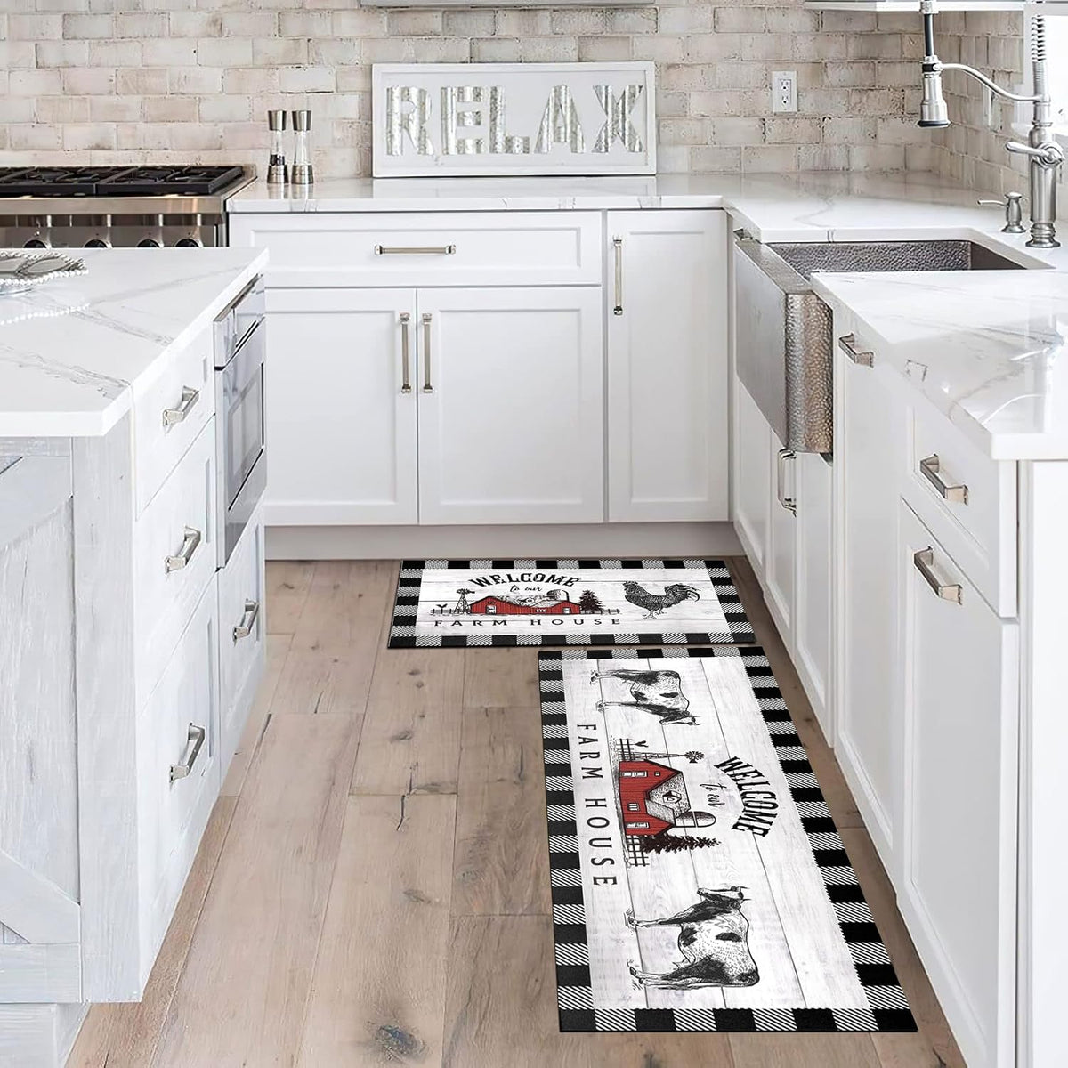 Non‑Slip Farmhouse Kitchen Rug Set