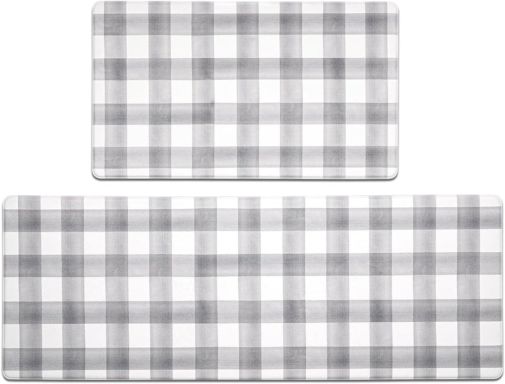 Modern Farmhouse Plaid Kitchen Rug Set