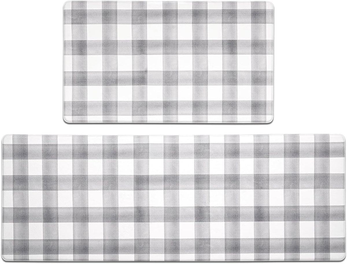 Modern Farmhouse Plaid Kitchen Rug Set