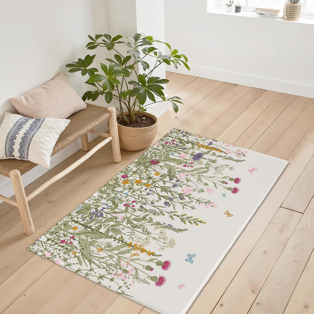 Spring Floral Non‑Slip Entryway Rug