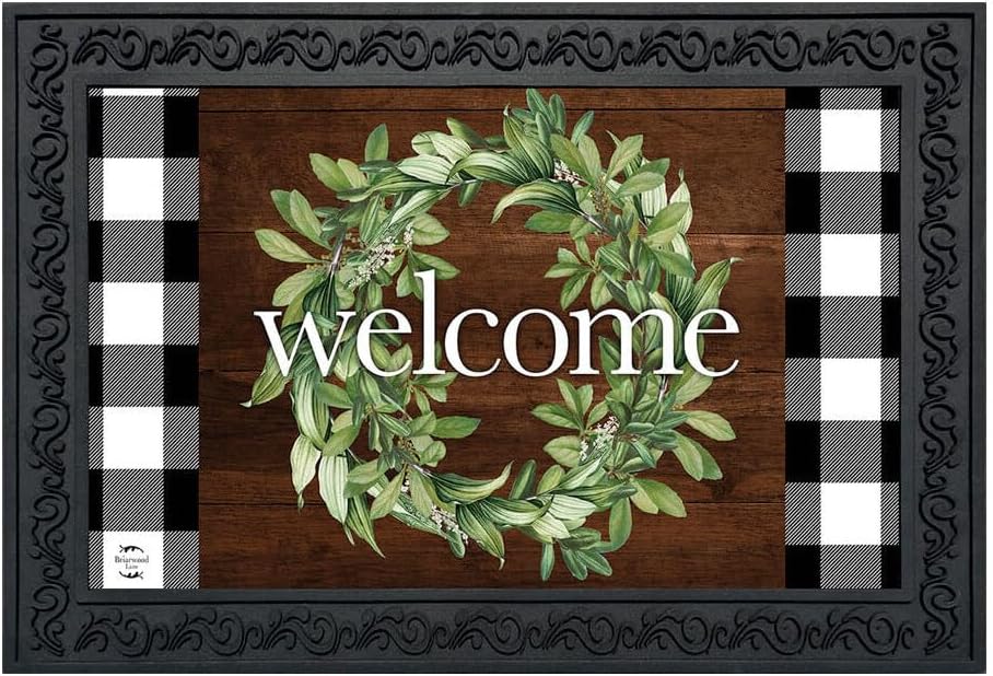 Farmhouse Spring Wreath Indoor‑Outdoor Doormat