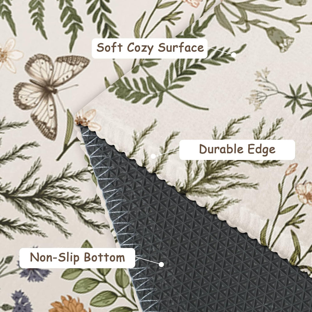 Sage Wildflower Non‑Slip Outdoor Rug