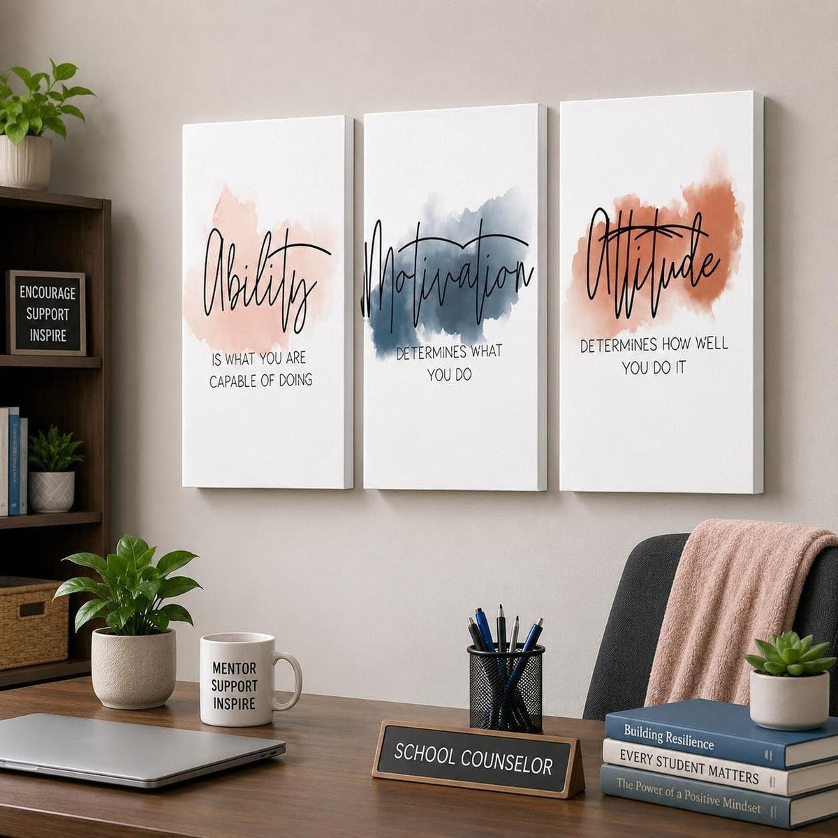 Motivational Mindset Canvas Wall‑Art Set