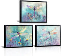 Blue‑Purple Dragonfly Flower Wall Art Set