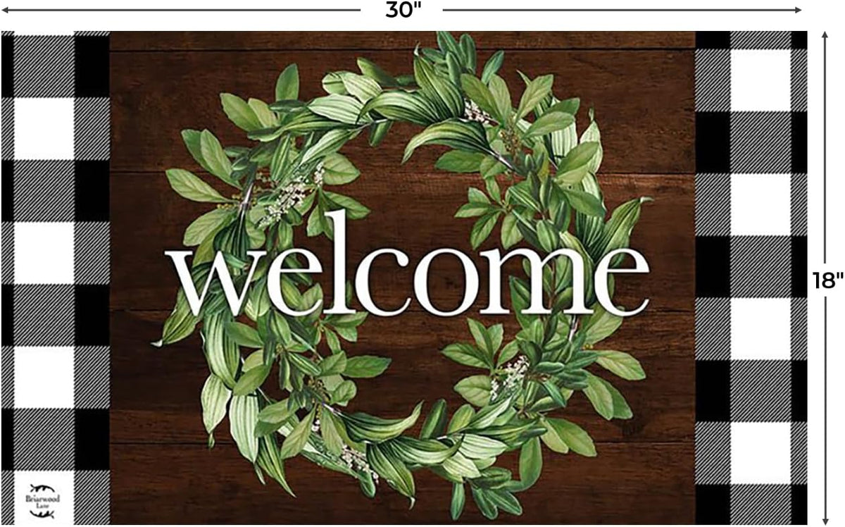 Farmhouse Spring Wreath Indoor‑Outdoor Doormat