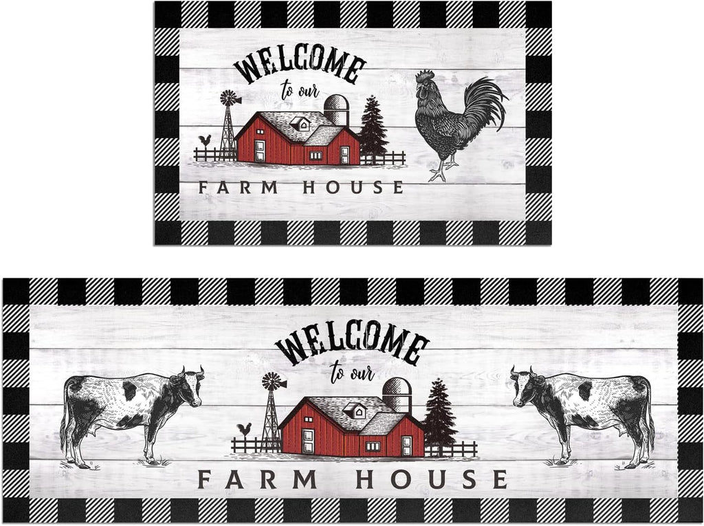 Non‑Slip Farmhouse Kitchen Rug Set