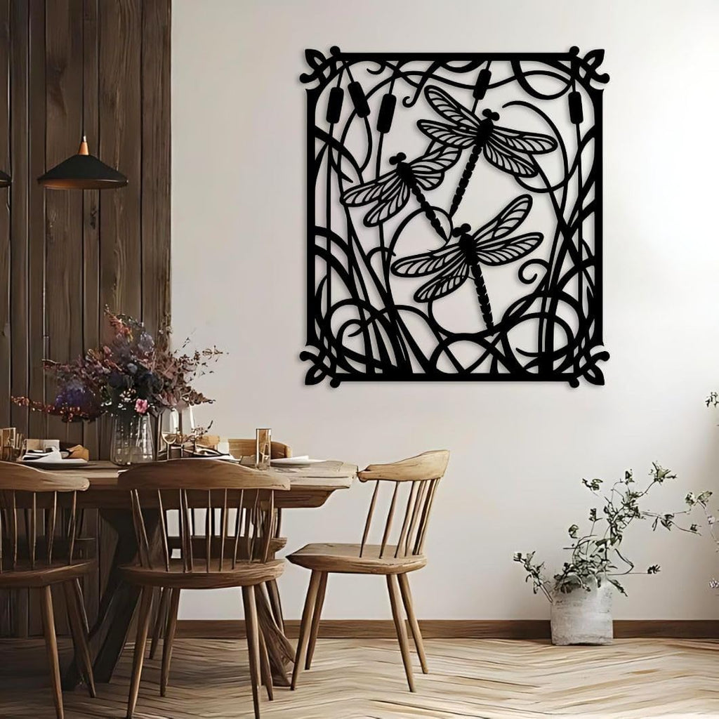 Black Dragonfly Metal Wall Art Decor