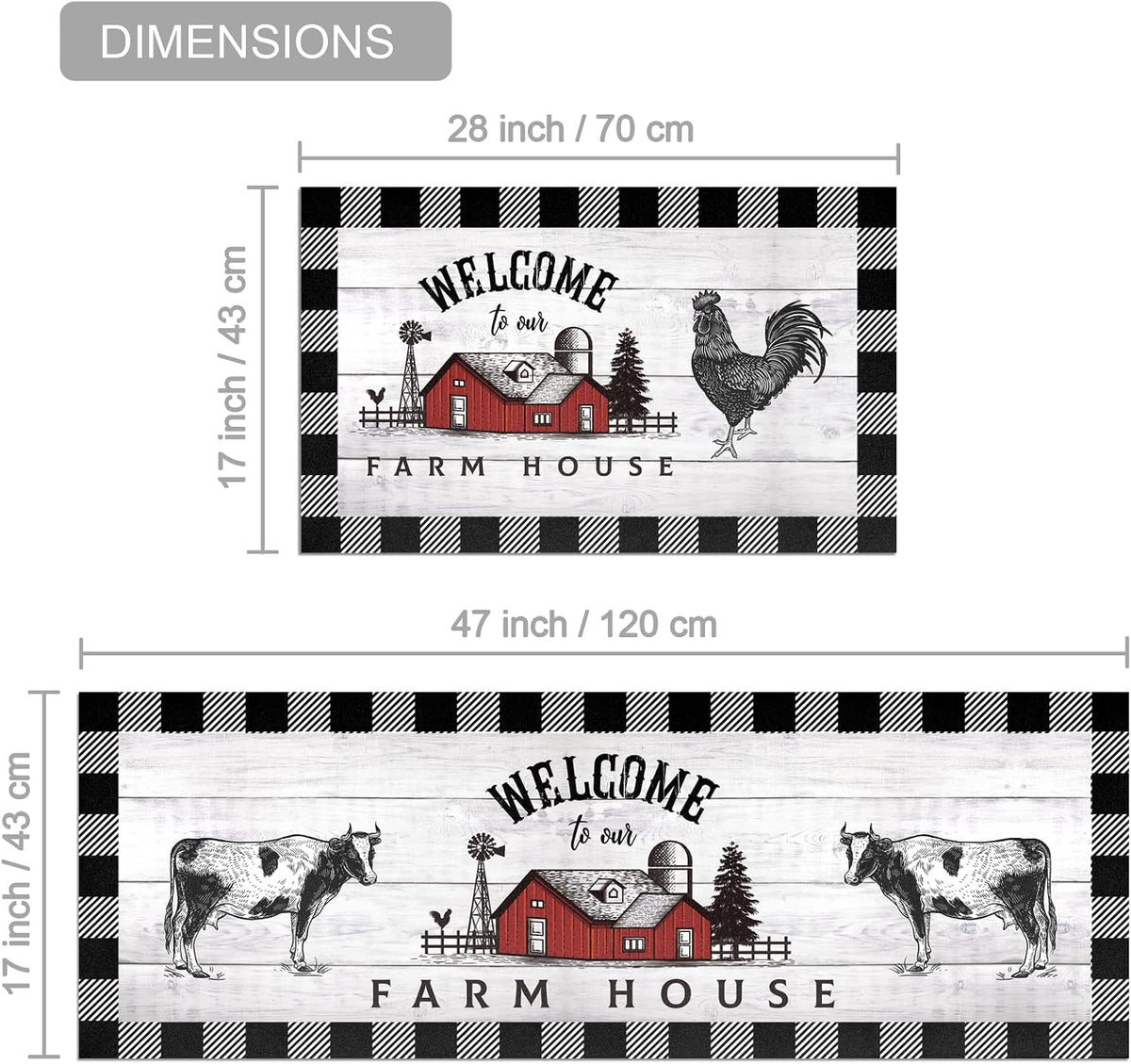 Non‑Slip Farmhouse Kitchen Rug Set