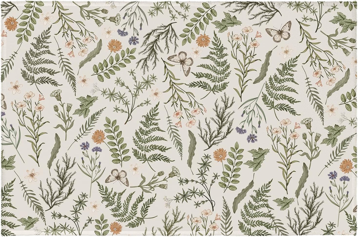 Sage Wildflower Non‑Slip Outdoor Rug
