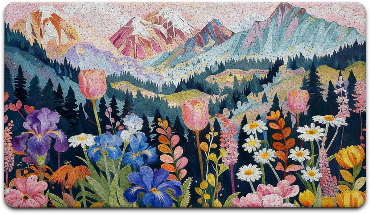 Colorful Wildflower Welcome Door Mat