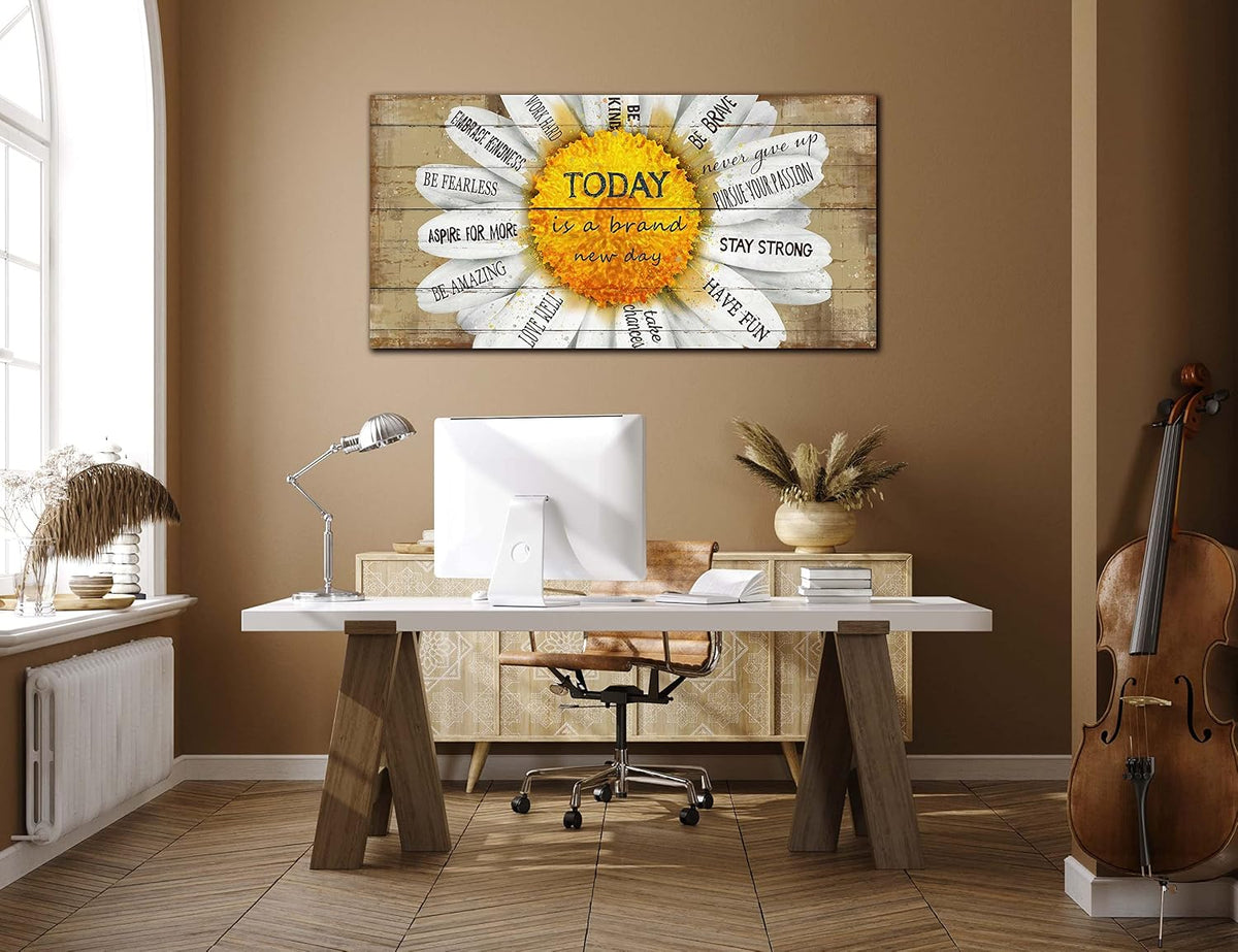 Daisy Inspirational Yellow Canvas Wall‑Art