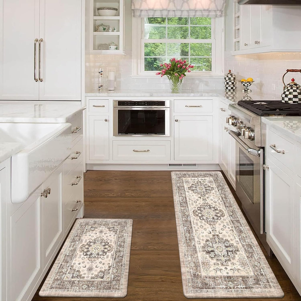 Non‑Slip Cushioned Kitchen Rug Set