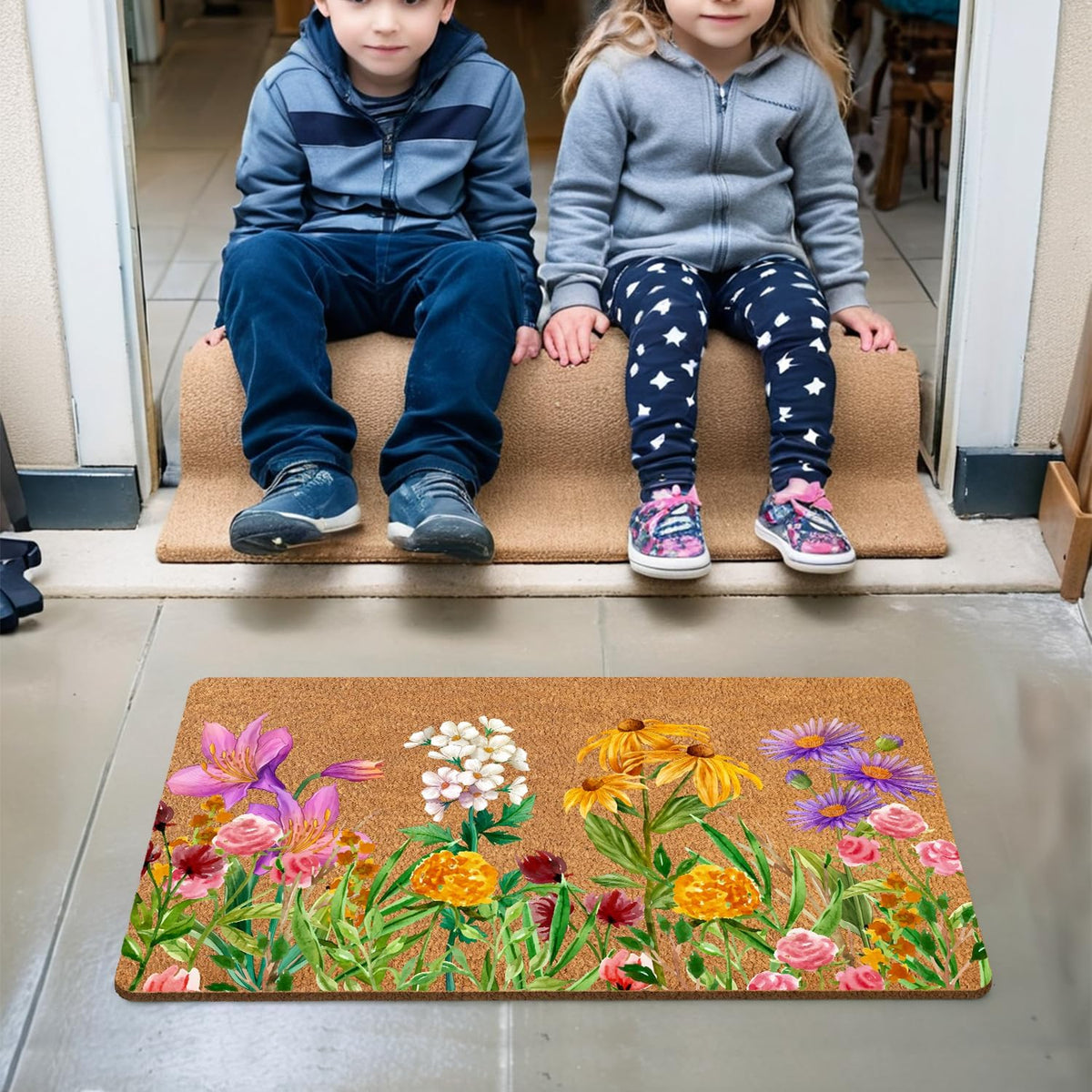 Vintage Wildflower Non‑Slip Welcome Doormat