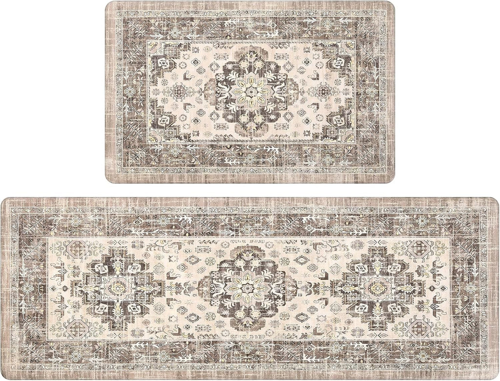 Non‑Slip Cushioned Kitchen Rug Set