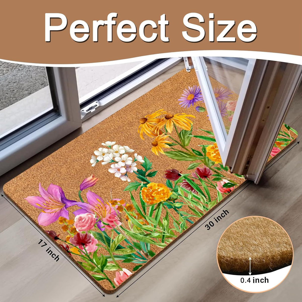 Vintage Wildflower Non‑Slip Welcome Doormat