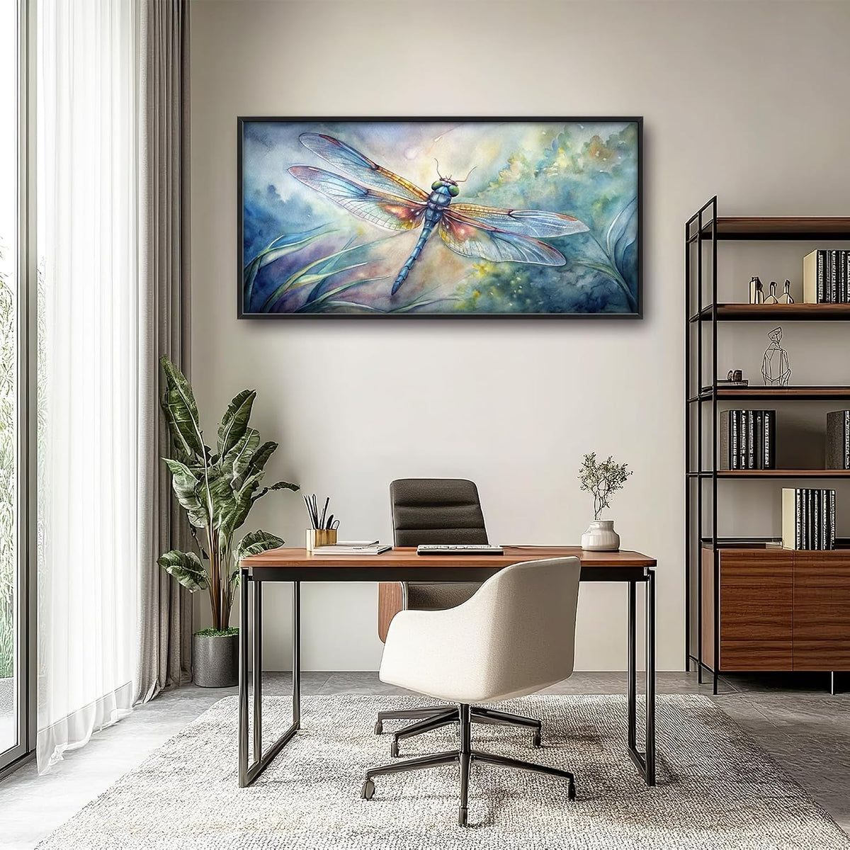 Large Dragonfly Framed Canvas Wall Art