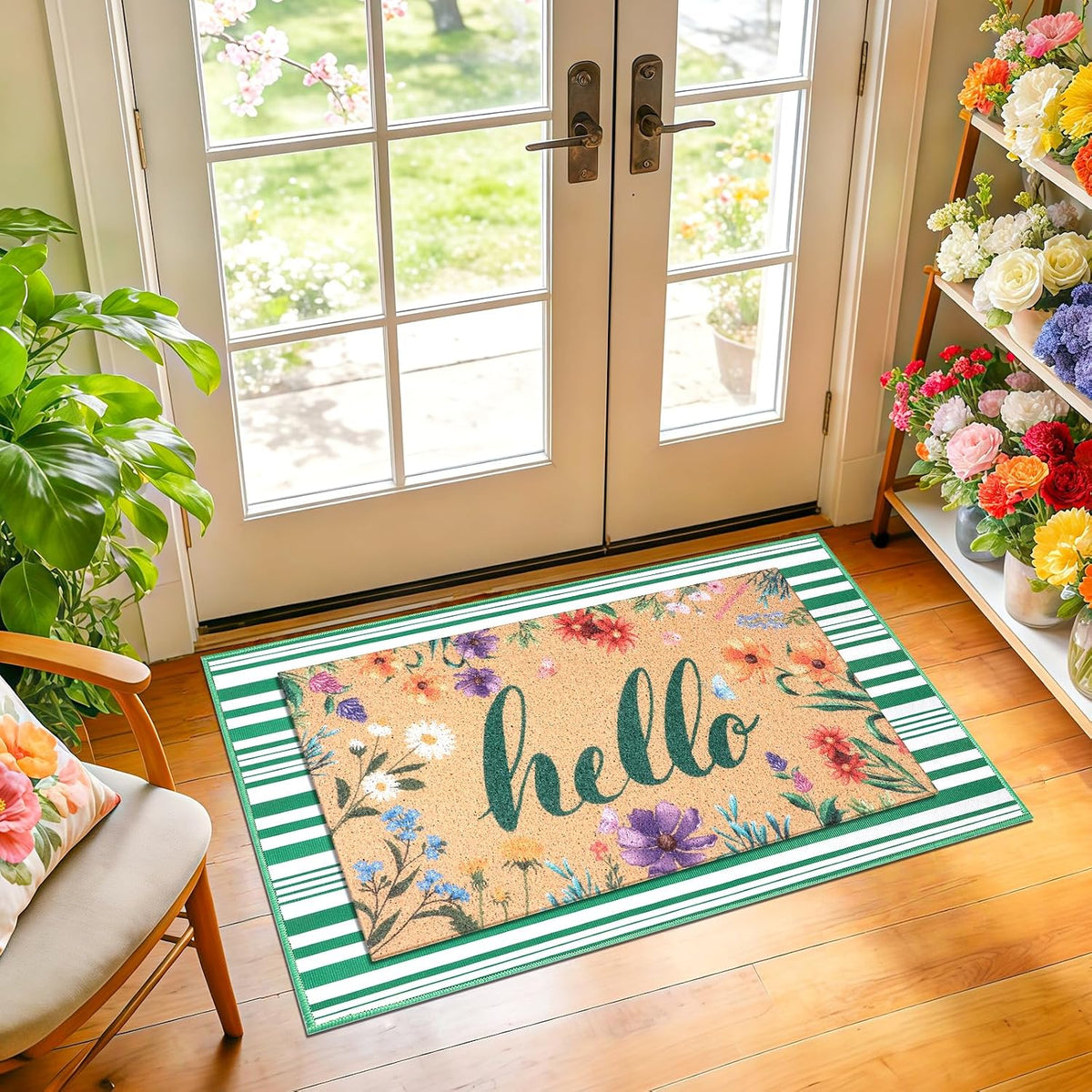 Summer Floral Welcome Door Mat Set