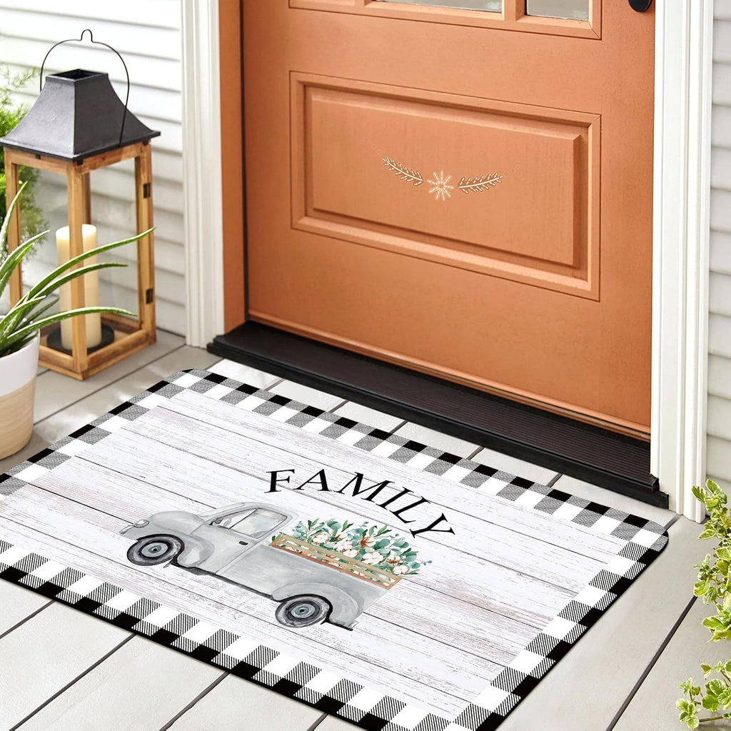 Buffalo‑Plaid Farmhouse Kitchen Rug Set