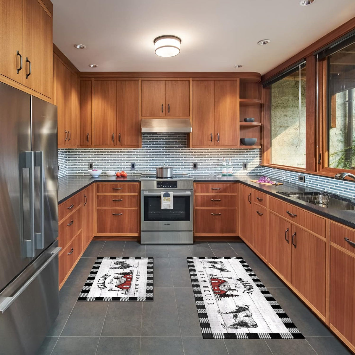 Non‑Slip Farmhouse Kitchen Rug Set