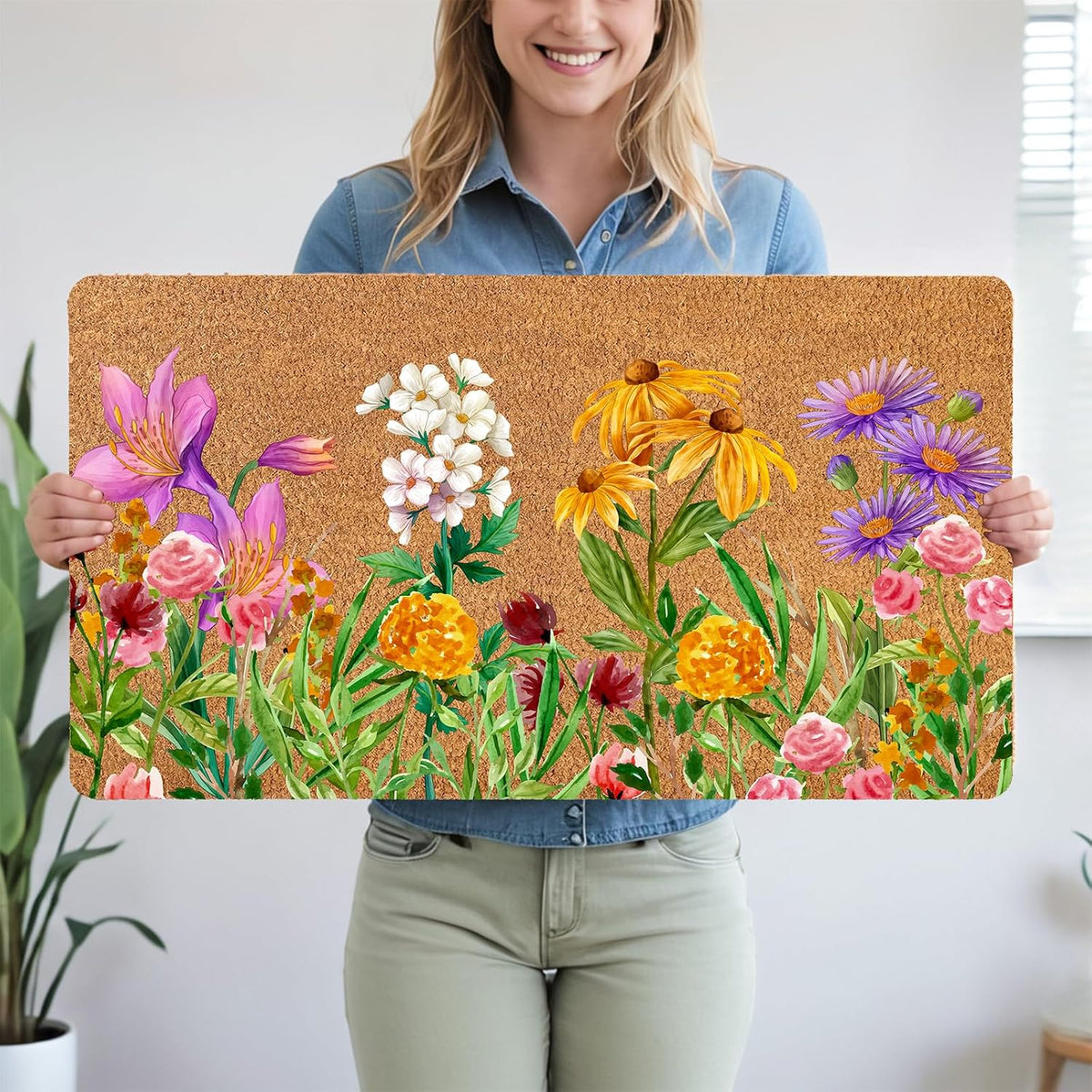 Vintage Wildflower Non‑Slip Welcome Doormat