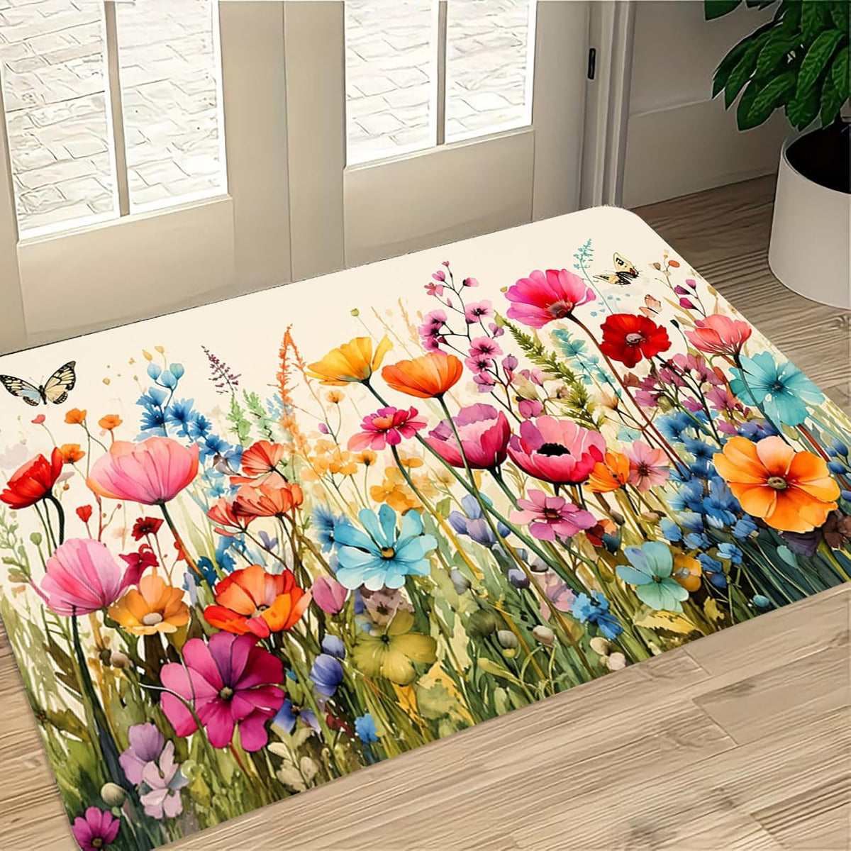 Wildflower Non‑Slip Welcome Door Mat
