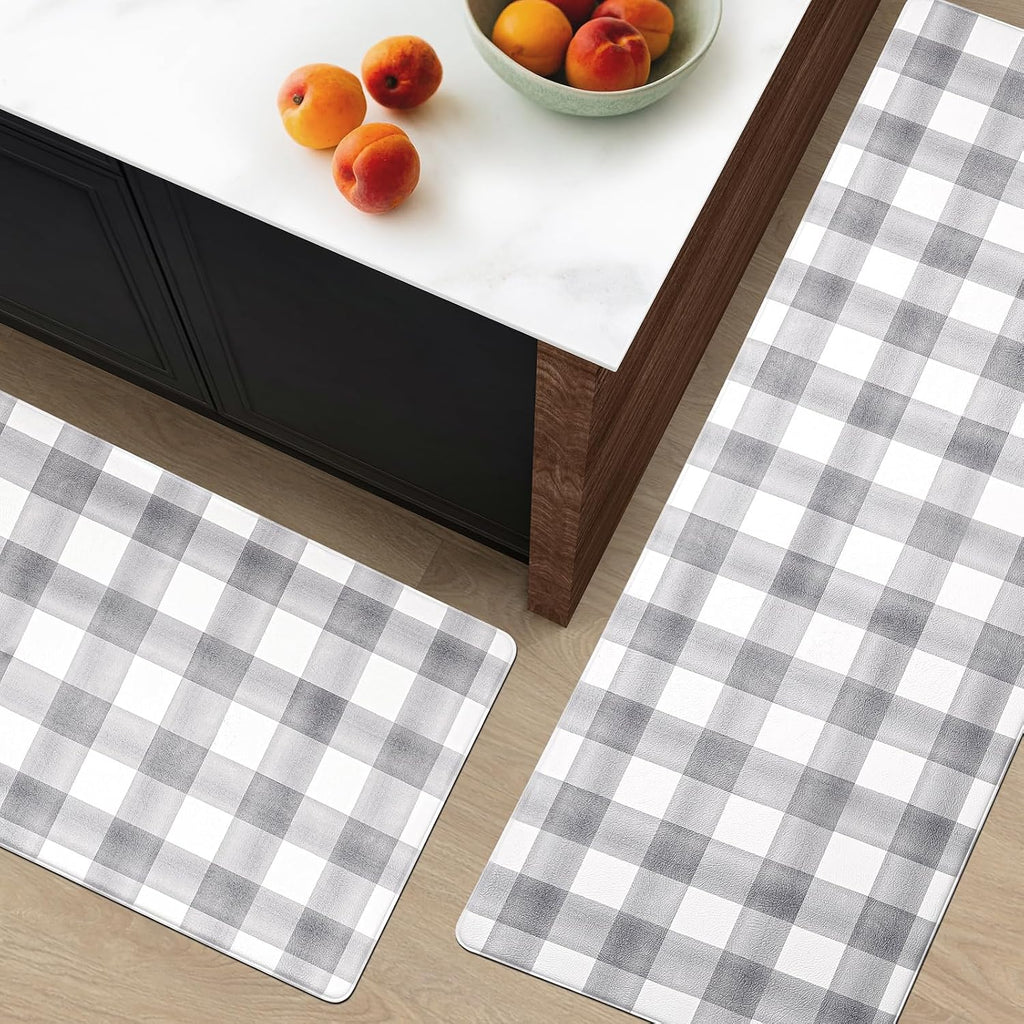 Modern Farmhouse Plaid Kitchen Rug Set