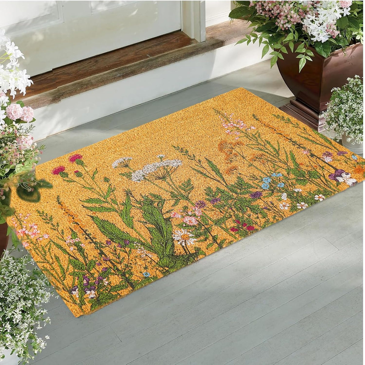 Vintage Wildflower Coir Welcome Doormat