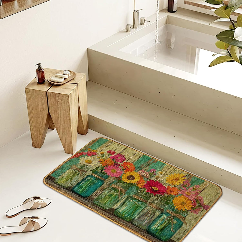 Colorful Wildflowers Non‑Slip Door Mat