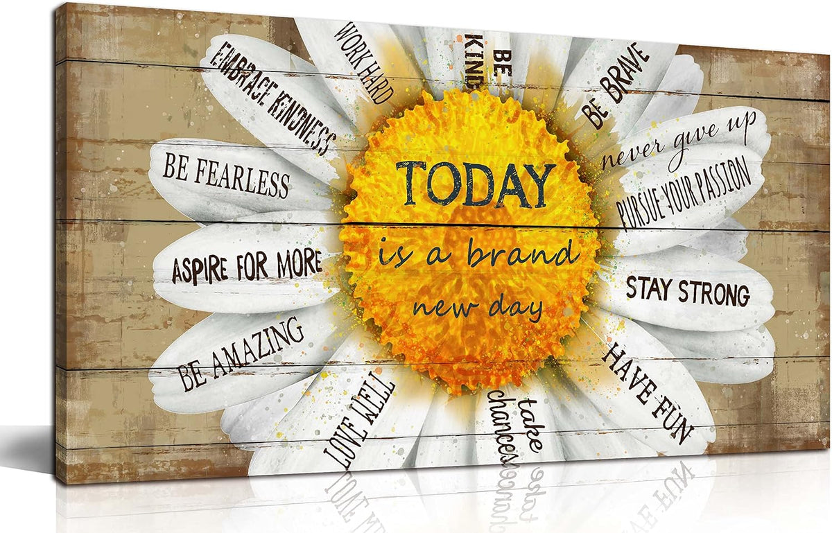 Daisy Inspirational Yellow Canvas Wall‑Art