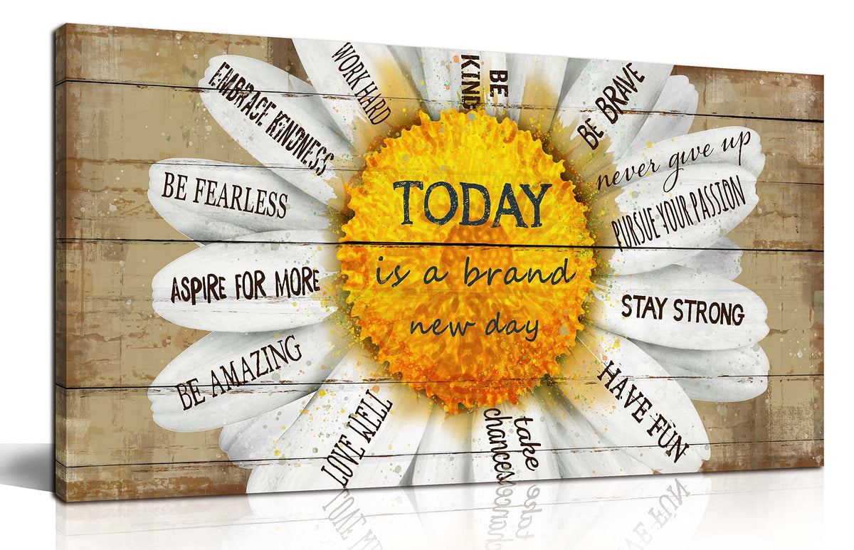 Daisy Inspirational Yellow Canvas Wall‑Art
