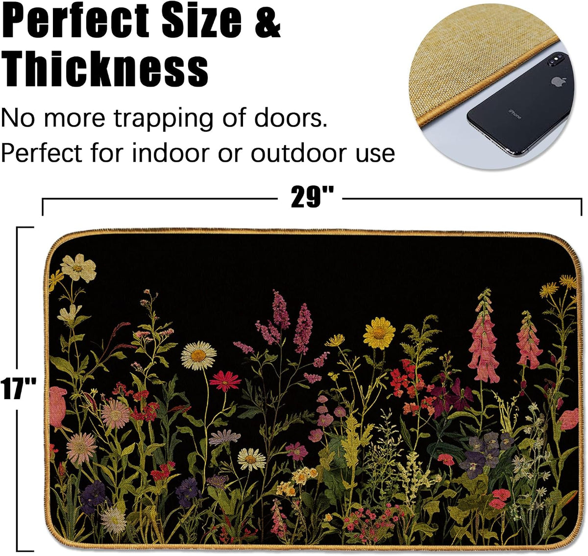 Wildflower Washable Welcome Door Mat Rug