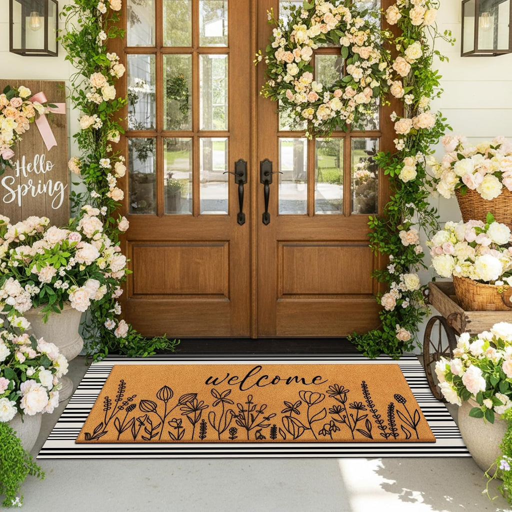 Large Floral Layered Welcome Doormat Set