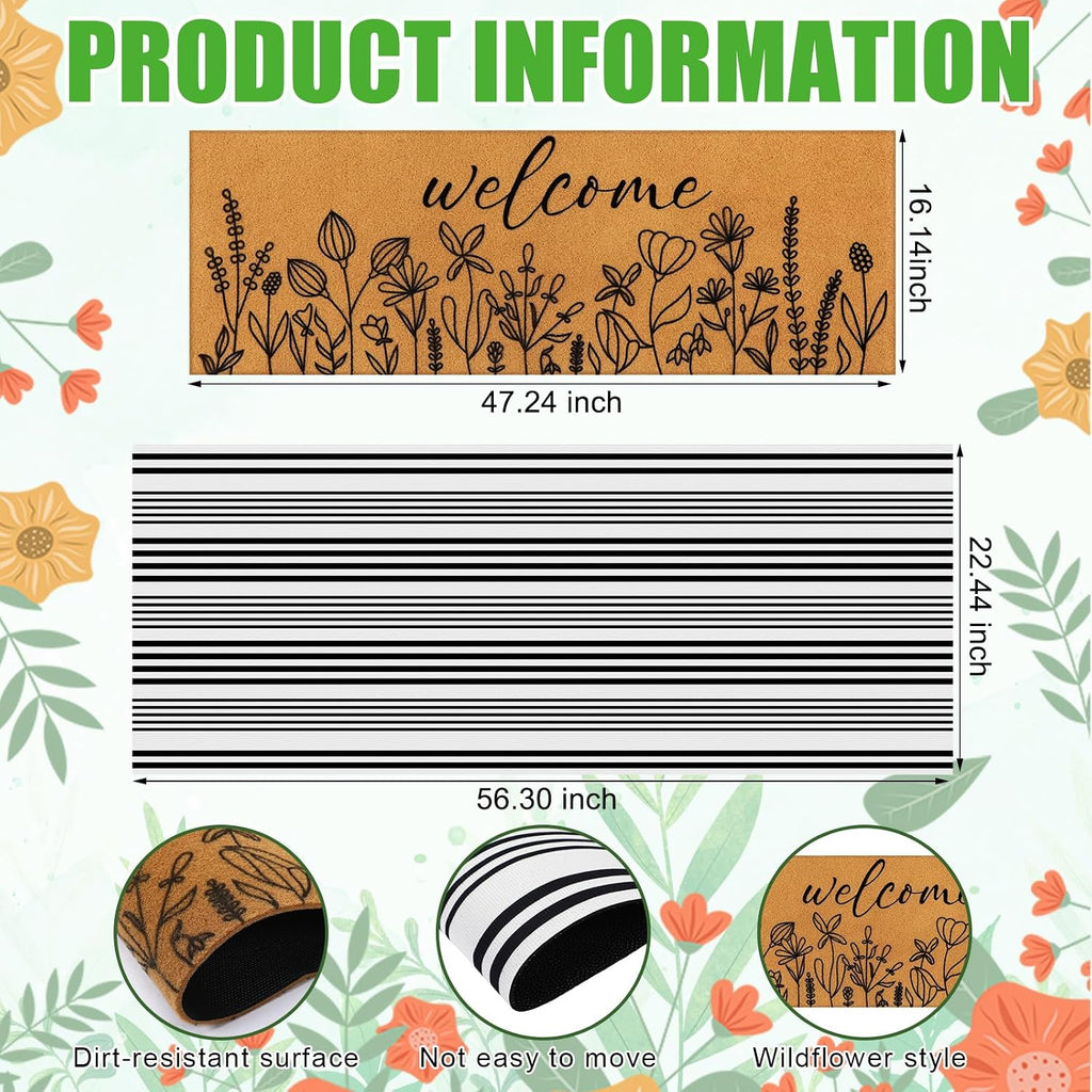 Large Floral Layered Welcome Doormat Set