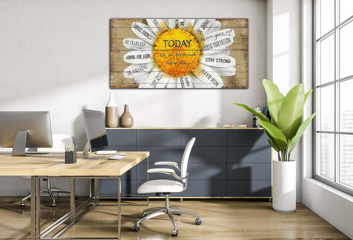 Daisy Inspirational Yellow Canvas Wall‑Art